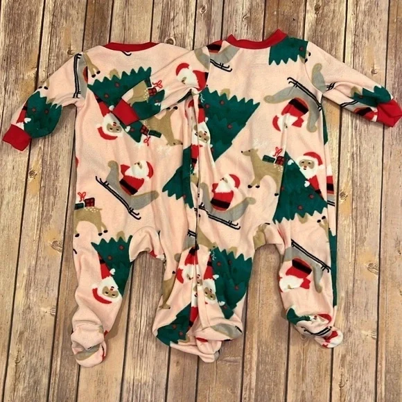 TWIN GIRL BUNDLE 💕 Baby girl fleece Christmas Jammie’s - Picture 2 of 6